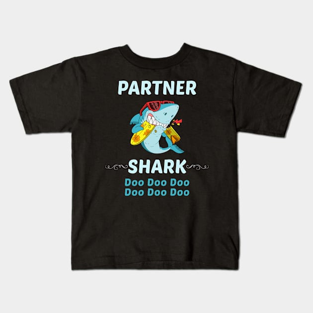 Family Shark 1 PARTNER Kids T-Shirt by blakelan128